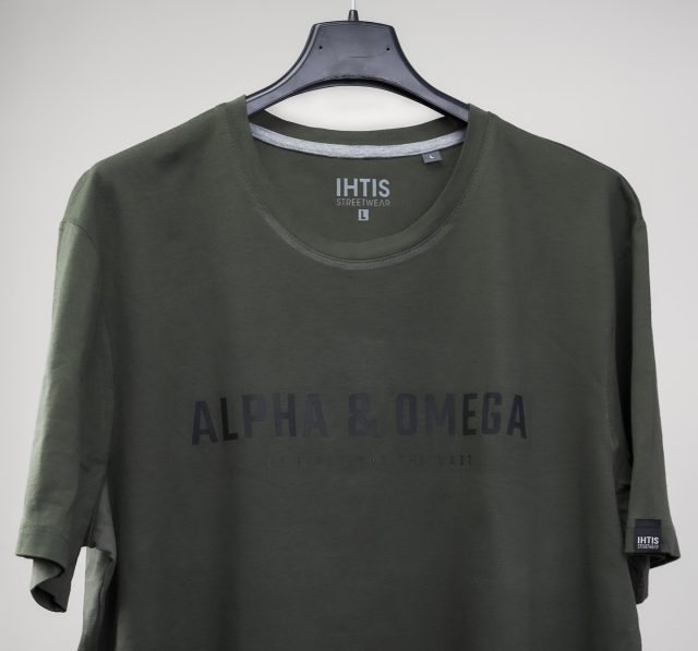 Bold design meets timeless truth. The Alpha & Omega t-shirt in Dark Khaki is more than streetwear.